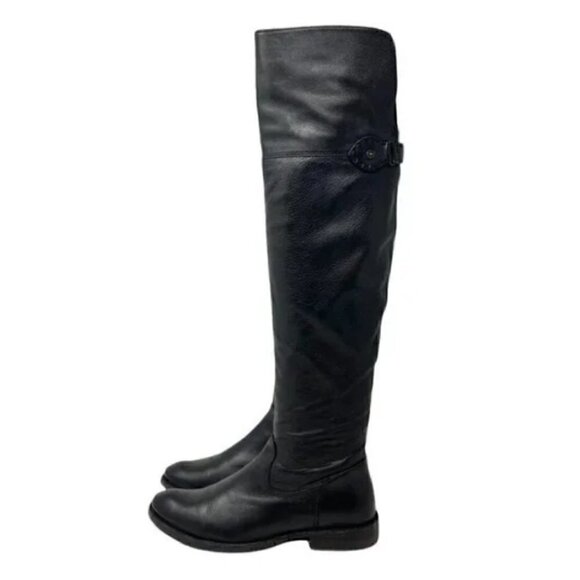Frye Shirley Over-The-Knee Black Leather Riding Boots - Size 6.5 - Picture 6 of 14